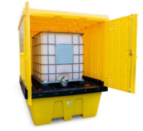 IBC opslagdepot met openslaande deuren - 1x 1000 ltr.