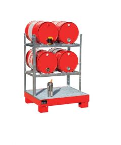 Vatenstelling-aftapstation 4x60 ltr. verzinkt staal - stalen lekbak, verzinkt rooster