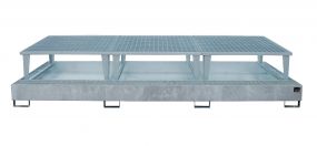 Staal verzinkte lekbak (1165ltr) - met rooster - 385x146x78cm
