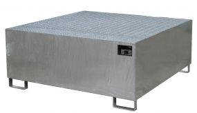 Stalen IBC lekbak (1.100ltr) - verzinkt rooster - 146x146x62cm