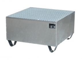 Staal verzinkte lekbak (222ltr) - met rooster - 80x80x45,5cm