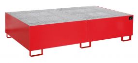 Stelling rek opvangbak (1115 ltr.) met rooster - 215x130x50,5cm