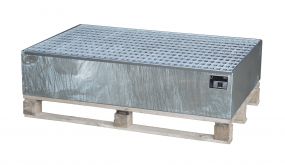 Stalen verzinkte lekbak (240ltr) - met rooster - 120x80x26cm