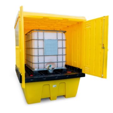 IBC opslagdepot met openslaande deuren - 1x 1000 ltr.