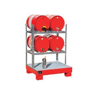 Vatenstelling-aftapstation 4x60 ltr. verzinkt staal - stalen lekbak, verzinkt rooster