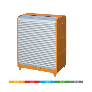 Stalen opslagdepot met roldeur - voor 2 vaten à 200 liter